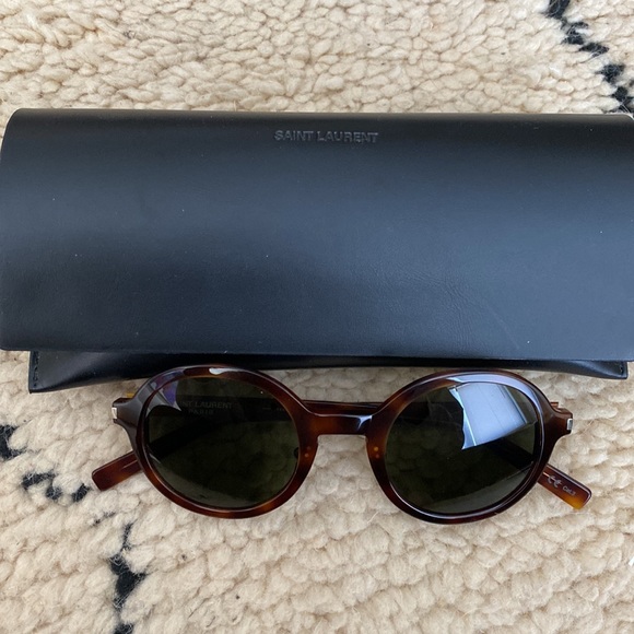 Saint Laurent SL 161 Slim Round Unisex Sunglasses - Tortoise - Picture 6 of 9